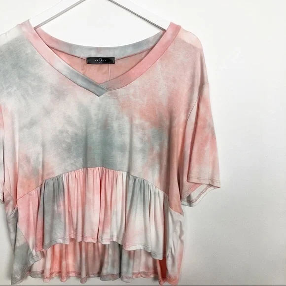 21 Saints Tie Dye V-Neck Short Sleeve Top Size XL - Picture 2 of 11